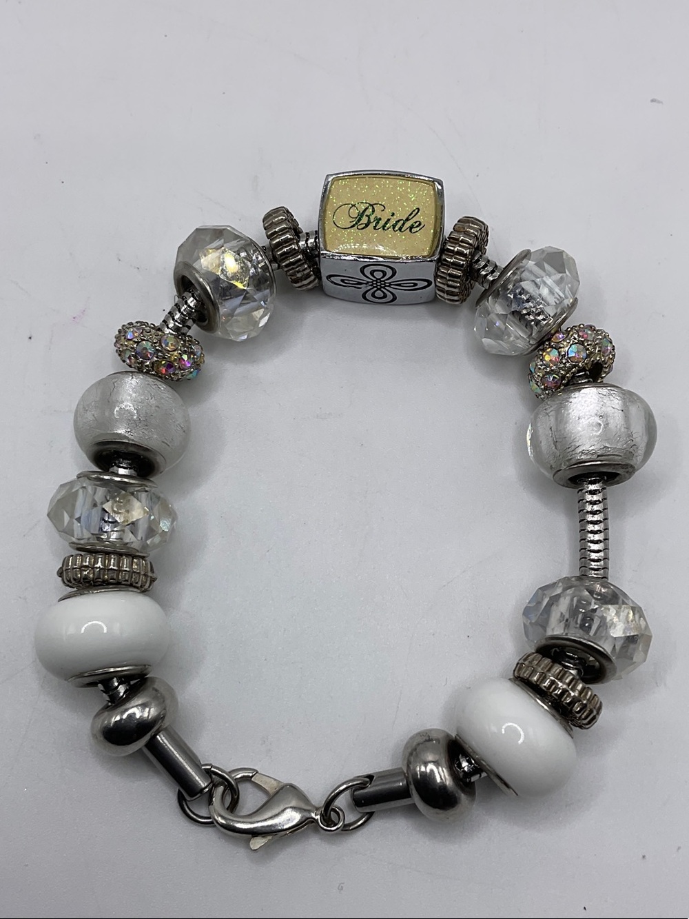 Fashion Jewelry Bride Charm Bracelet - White and Silver